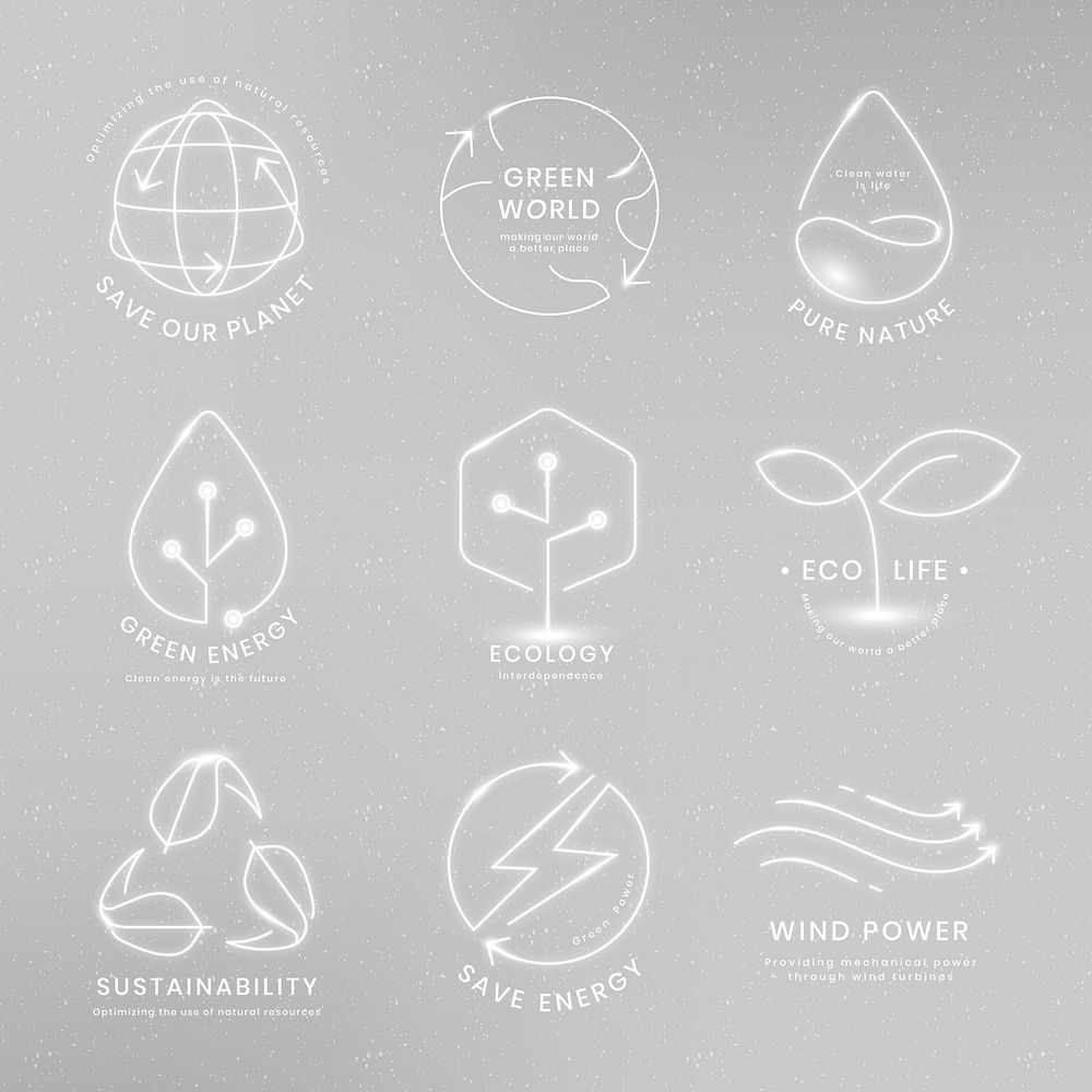 Environmental logo psd with text set