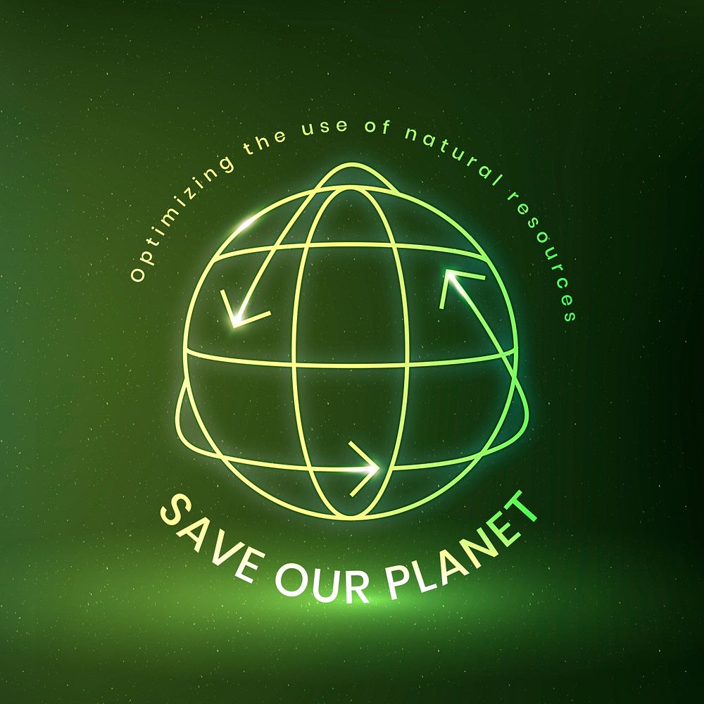 Global environmental logo psd with save our planet text