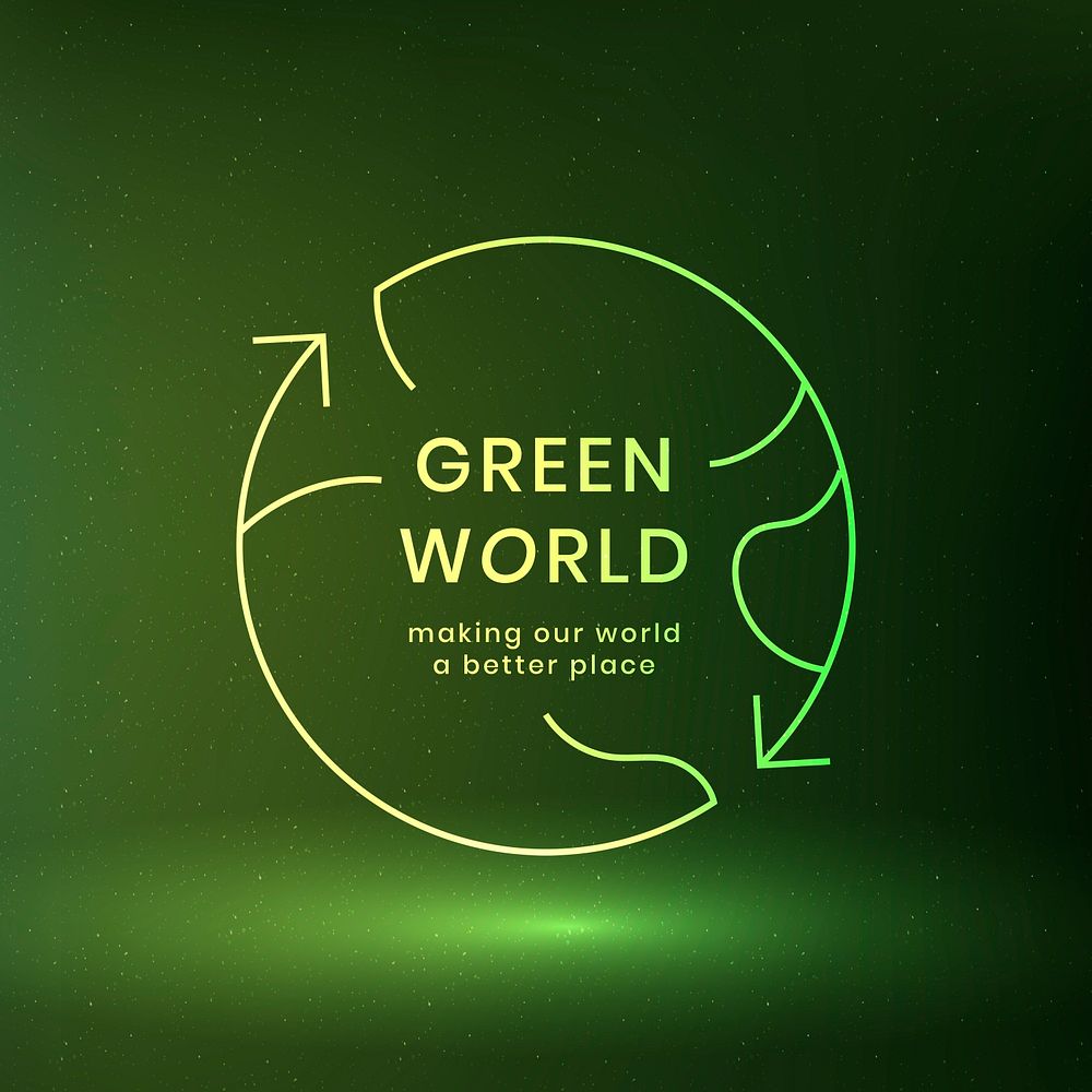 Global environmental logo psd with green world text