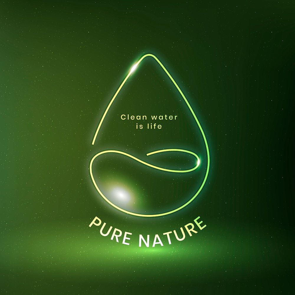 Water environmental logo psd with pure nature text