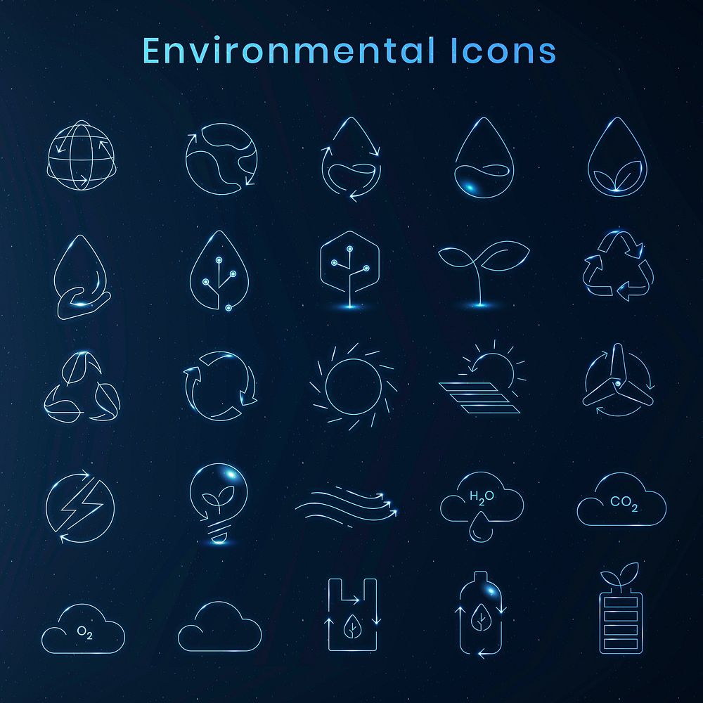 Environmental icon vector in blue tone set