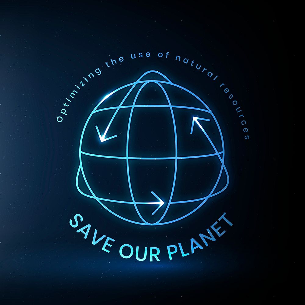 Global environmental logo psd with save our planet text