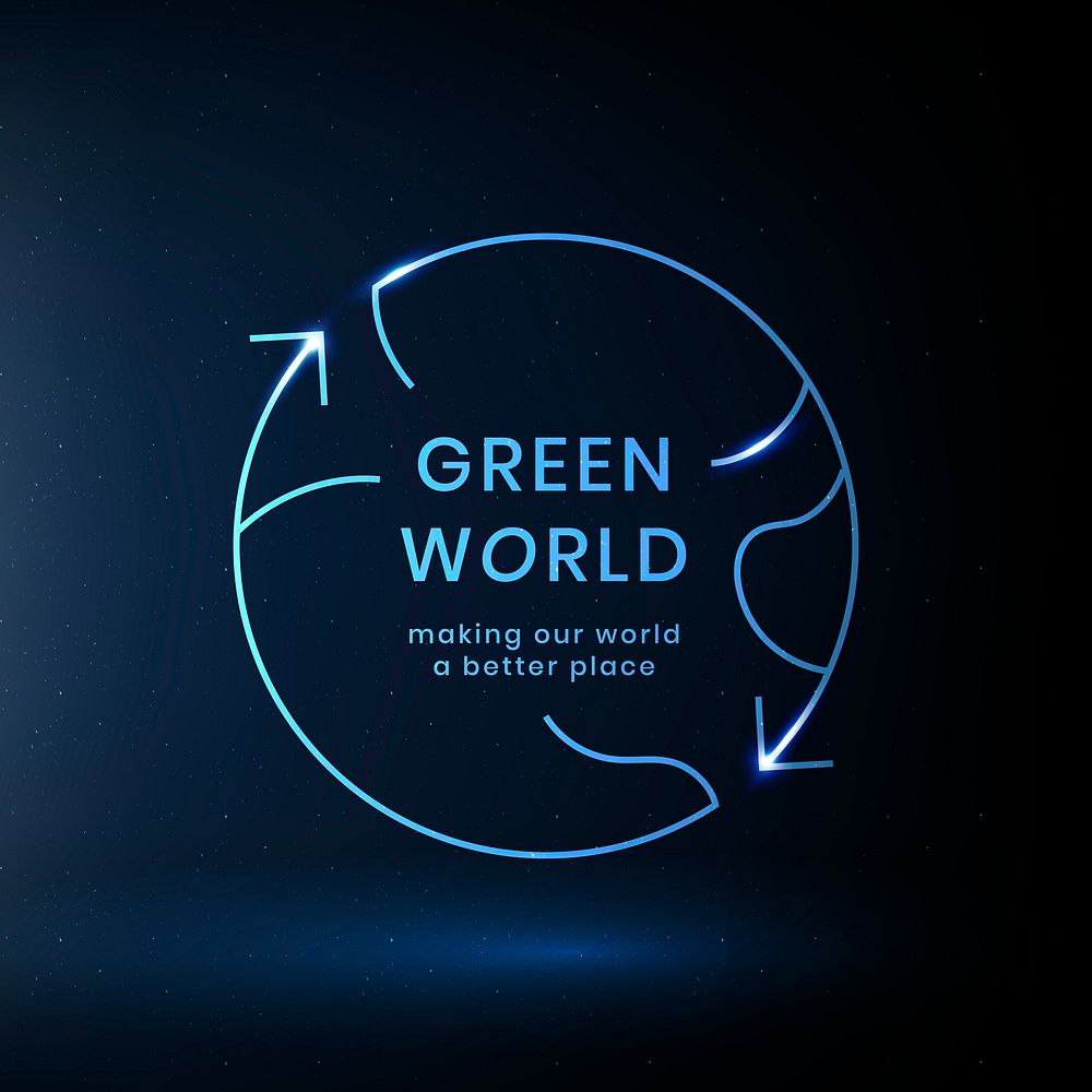 Global environmental logo with green world text