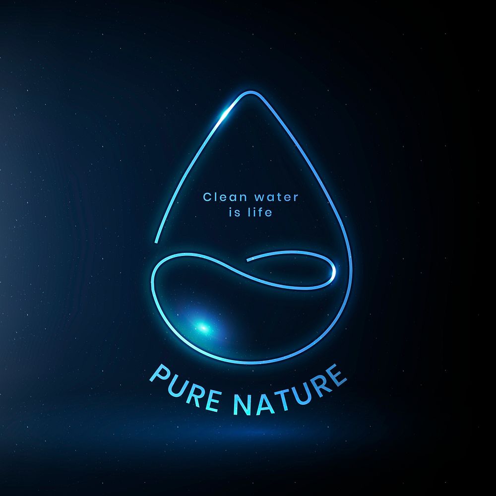 Water environmental logo psd with pure nature text