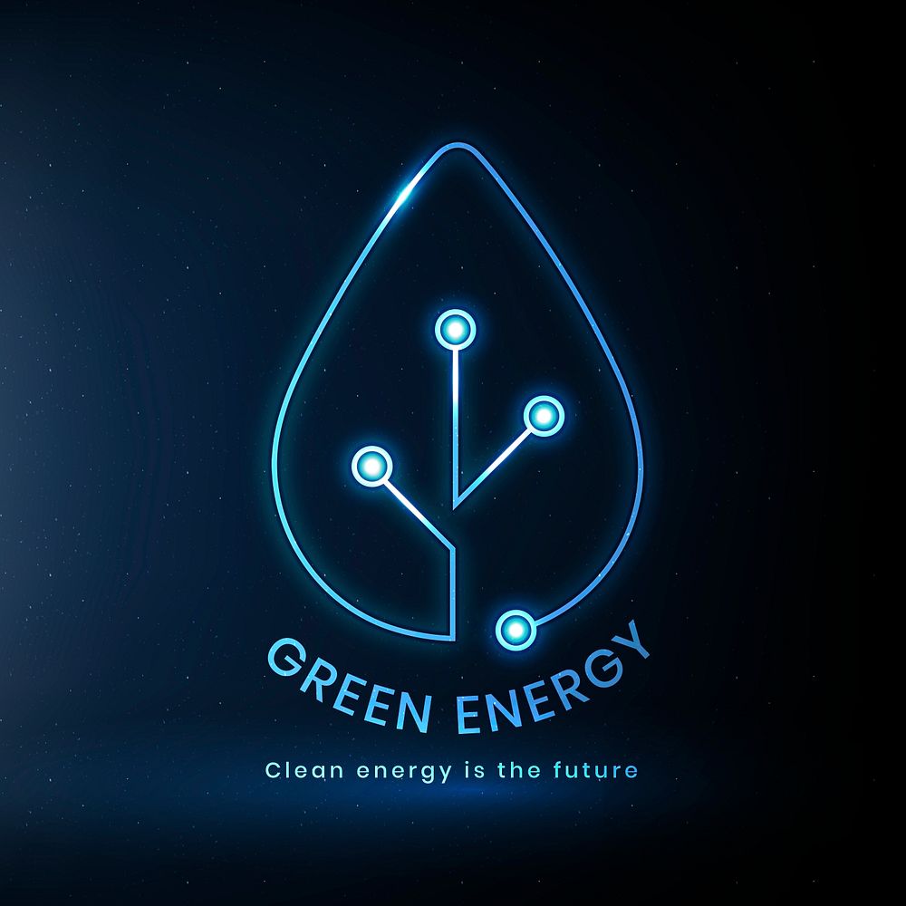 Environmental logo psd with green energy text