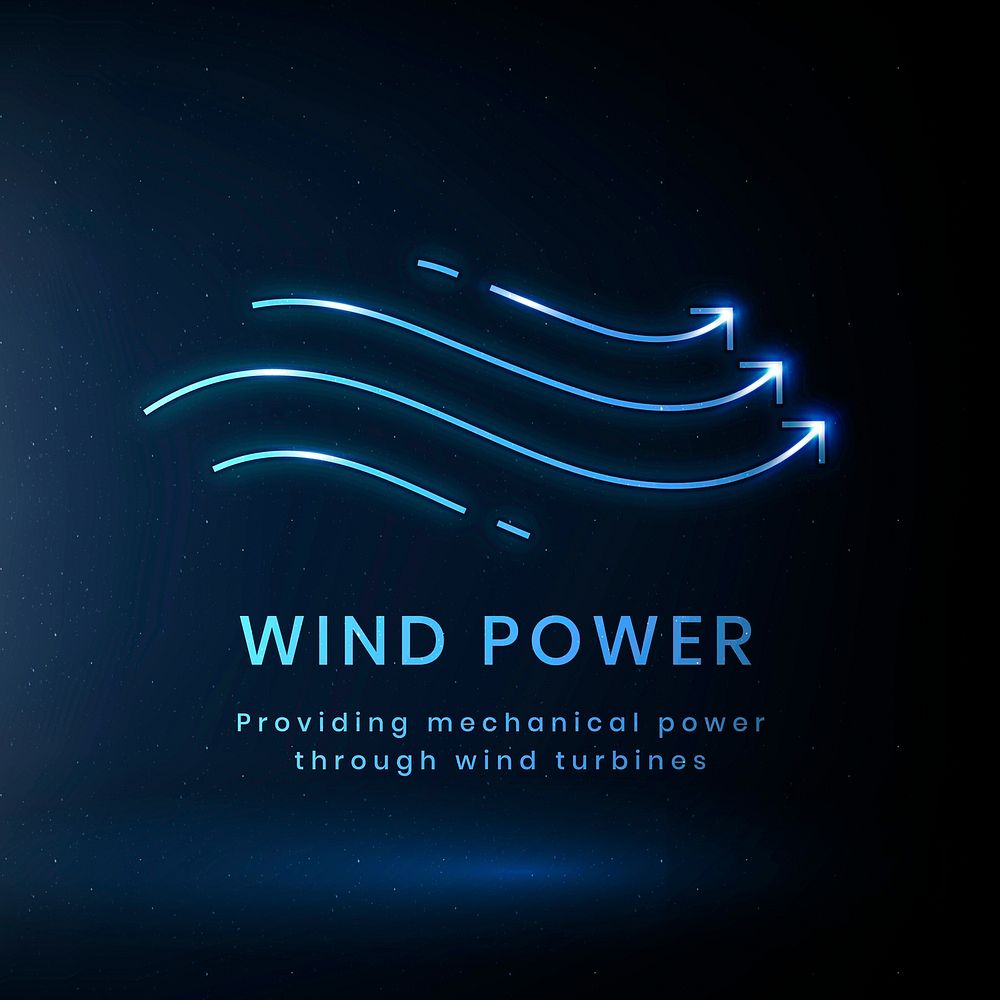 Wind power environmental logo vector with text