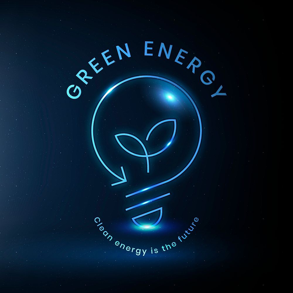 Environmental light bulb logo psd with green energy text