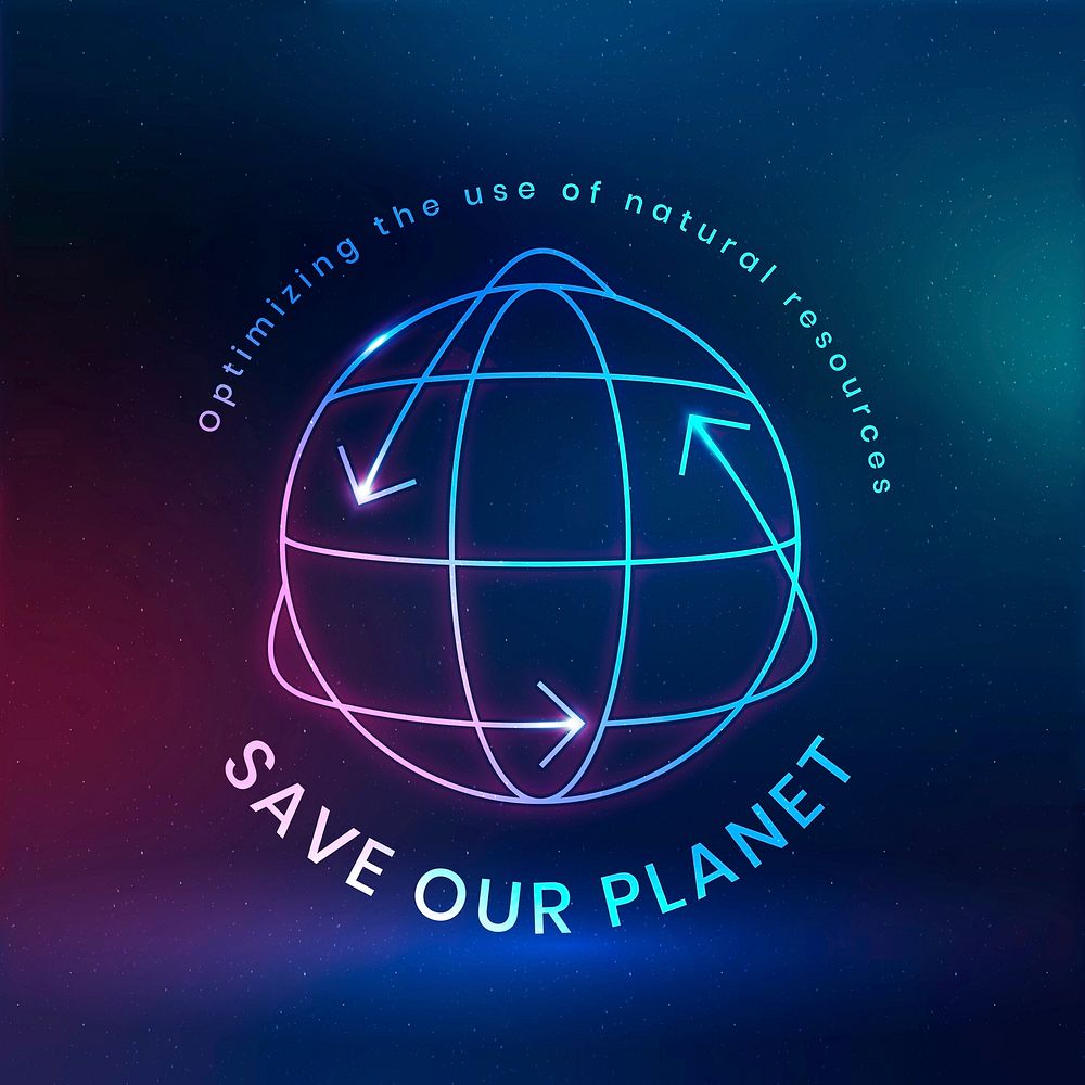 Global environmental logo vector with save our planet text