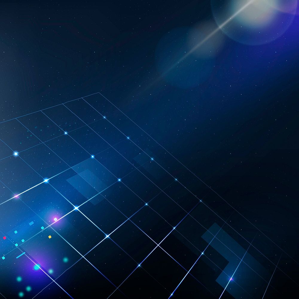 Technology background vector with grid pattern and flare