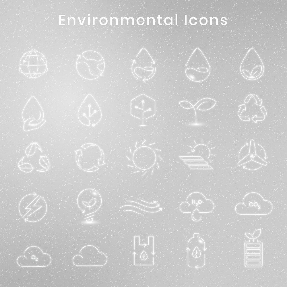Environmental icons psd in white tone set