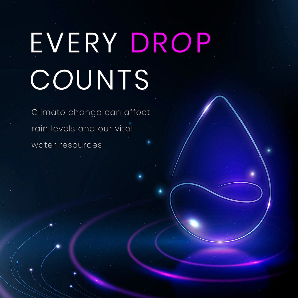 Every drop counts template vector environment technology banner