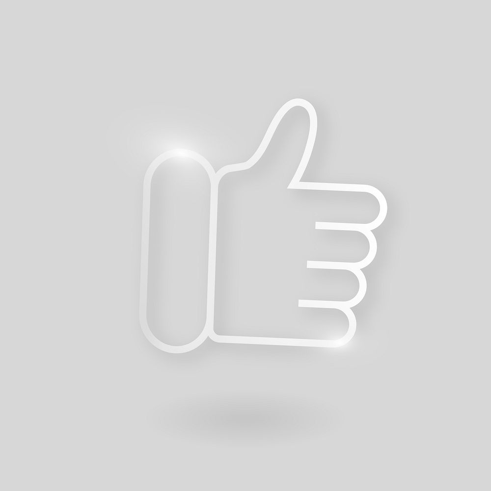 Thumbs up psd technology icon in silver on gray background