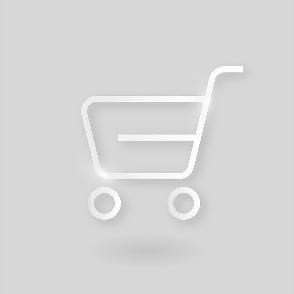 Shopping cart psd technology icon in silver on gray background