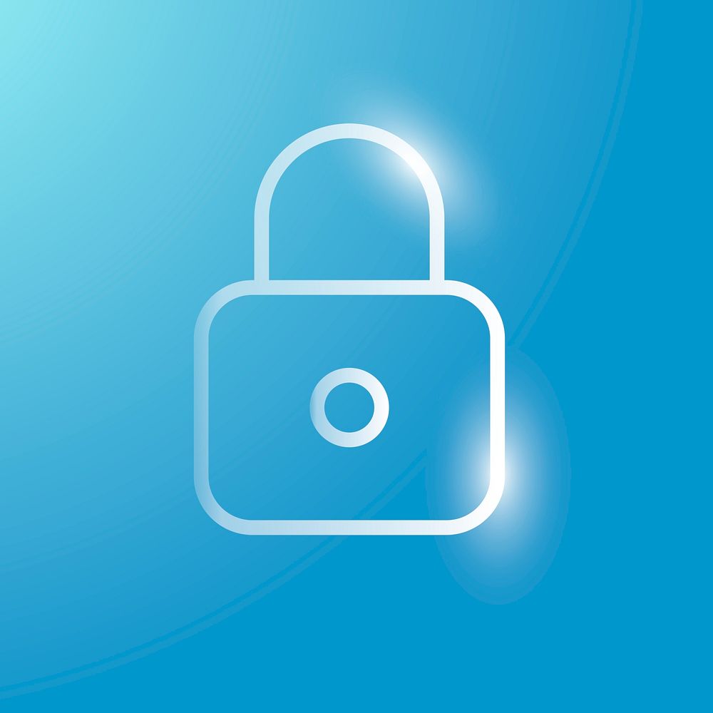 Lock feature psd technology icon in silver on gradient background