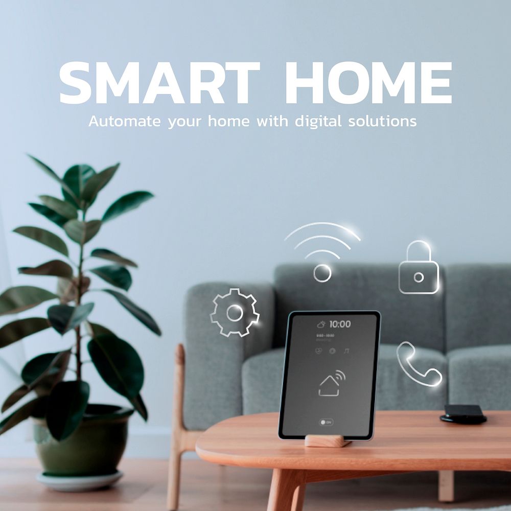 Smart home technology template vector innovation social media post