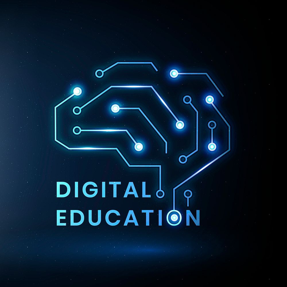 Digital education logo with AI brain graphic