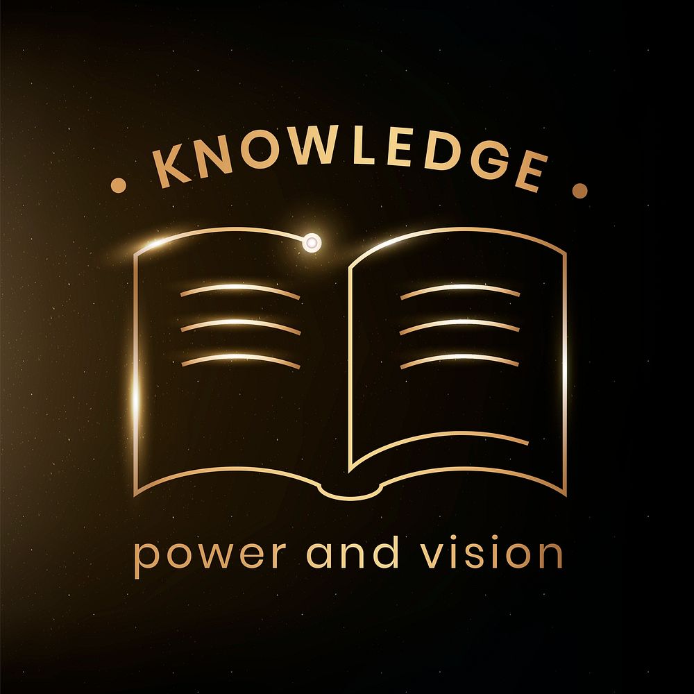 Knowledge education logo template psd with audio book graphic
