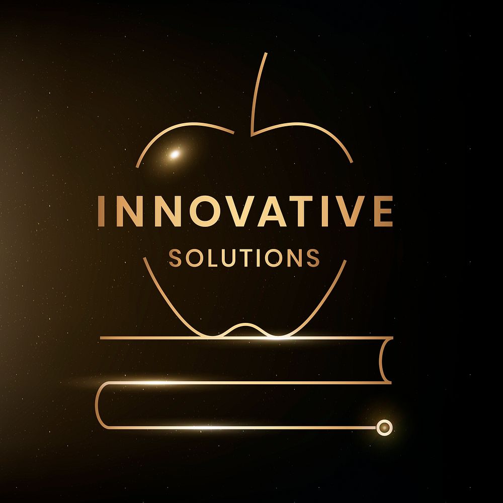 Innovative solutions logo education technology with textbook graphic