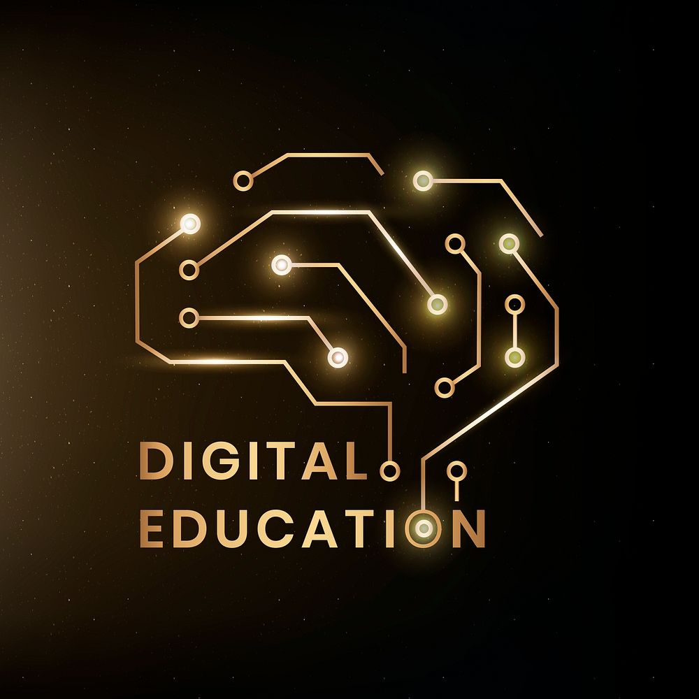 Digital education logo with AI brain graphic