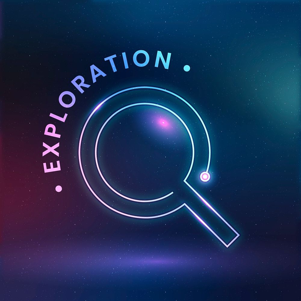 Exploration education logo template psd with magnifying glass graphic