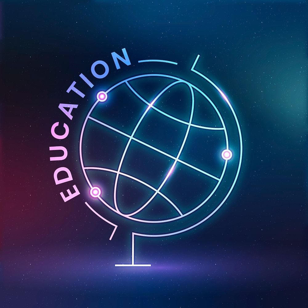 Geography education logo template psd with globe science graphic