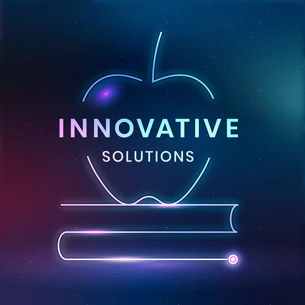 Innovative solutions logo education technology with textbook graphic