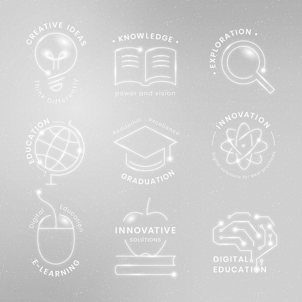 Education technology logo template vector in white graphic set