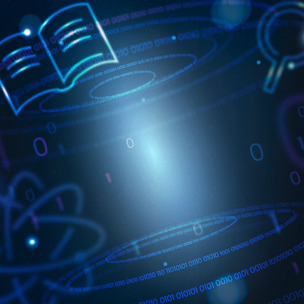 Science and atom background psd in gradient blue education remix