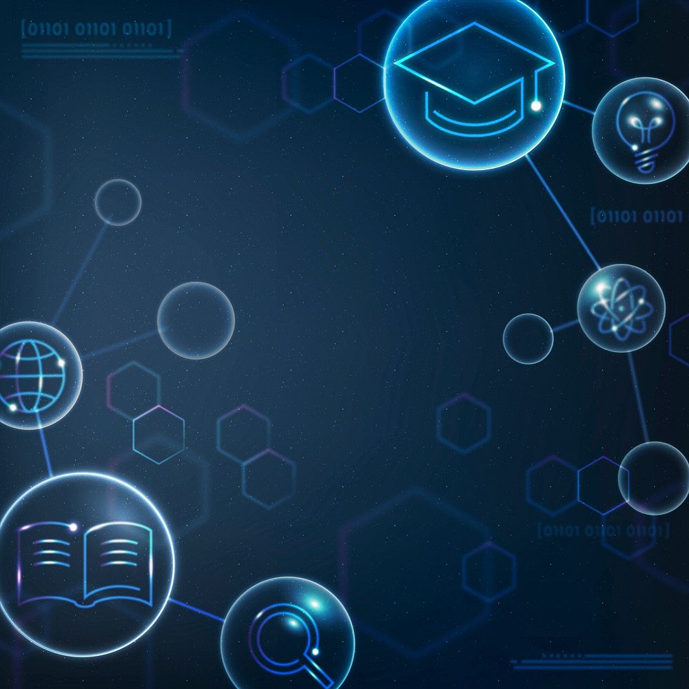 Geometric science education background vector in gradient blue digital remix