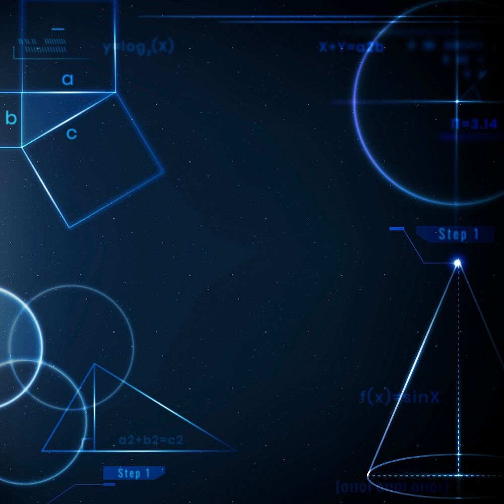 Mathematical and geometric background psd in gradient blue education remix
