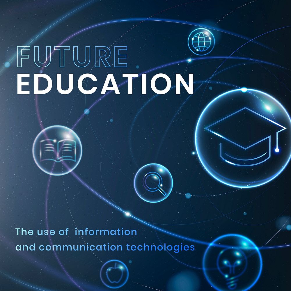 Future education technology template vector social media post