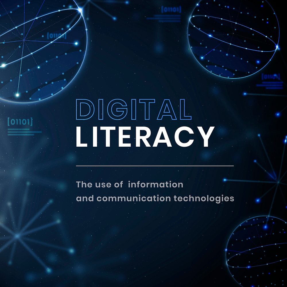 Digital literacy education template vector technology social media post