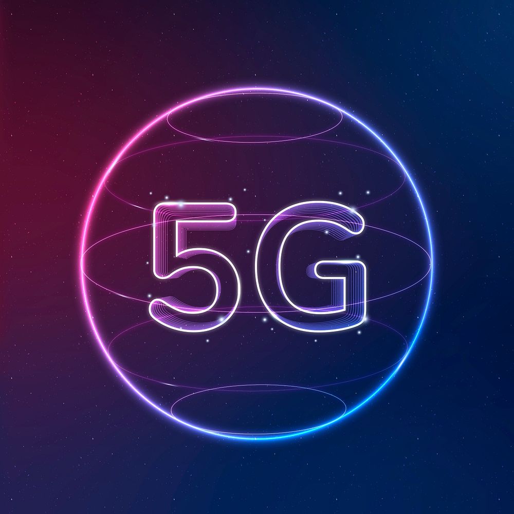5g network technology icon psd in neon on gradient background