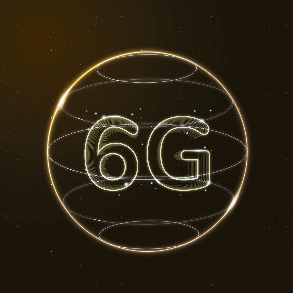 6g global connection technology gold in globe digital icon
