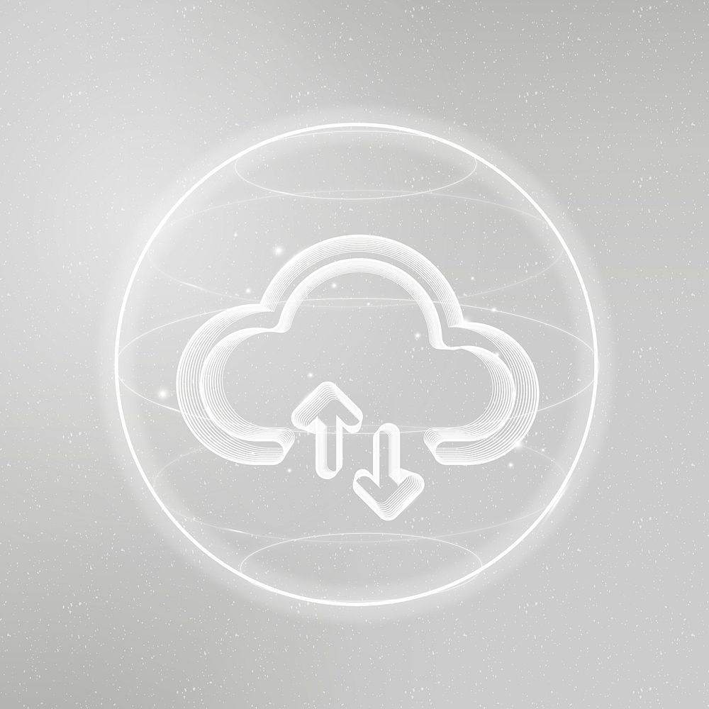 Cloud network technology icon psd in white on gradient background