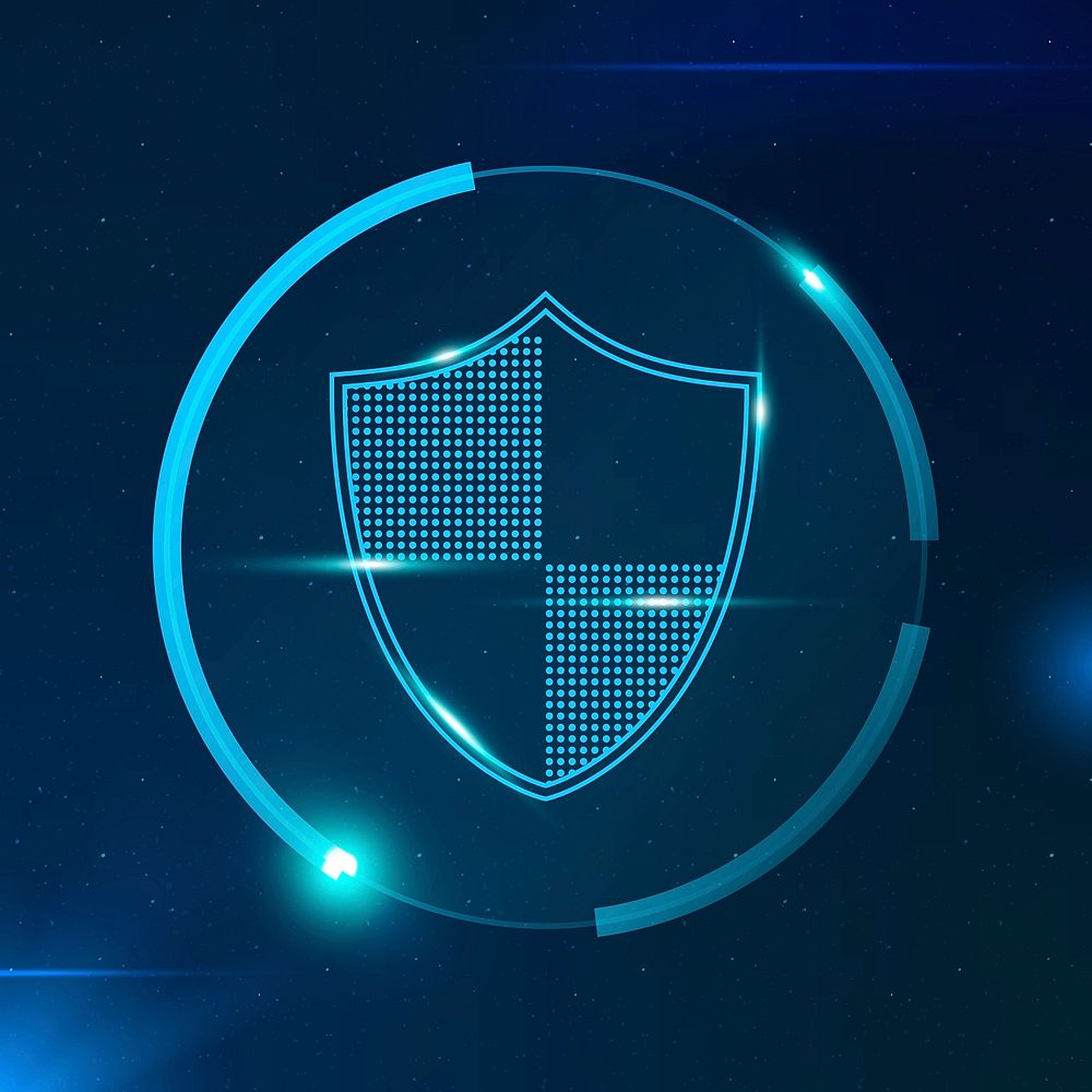 Security shield psd cyber security technology in blue tone