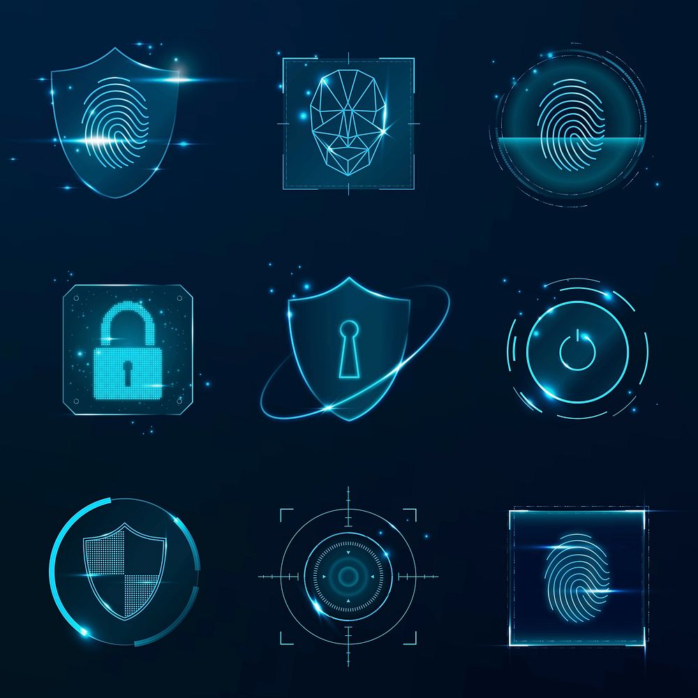 Cyber security technology vector set