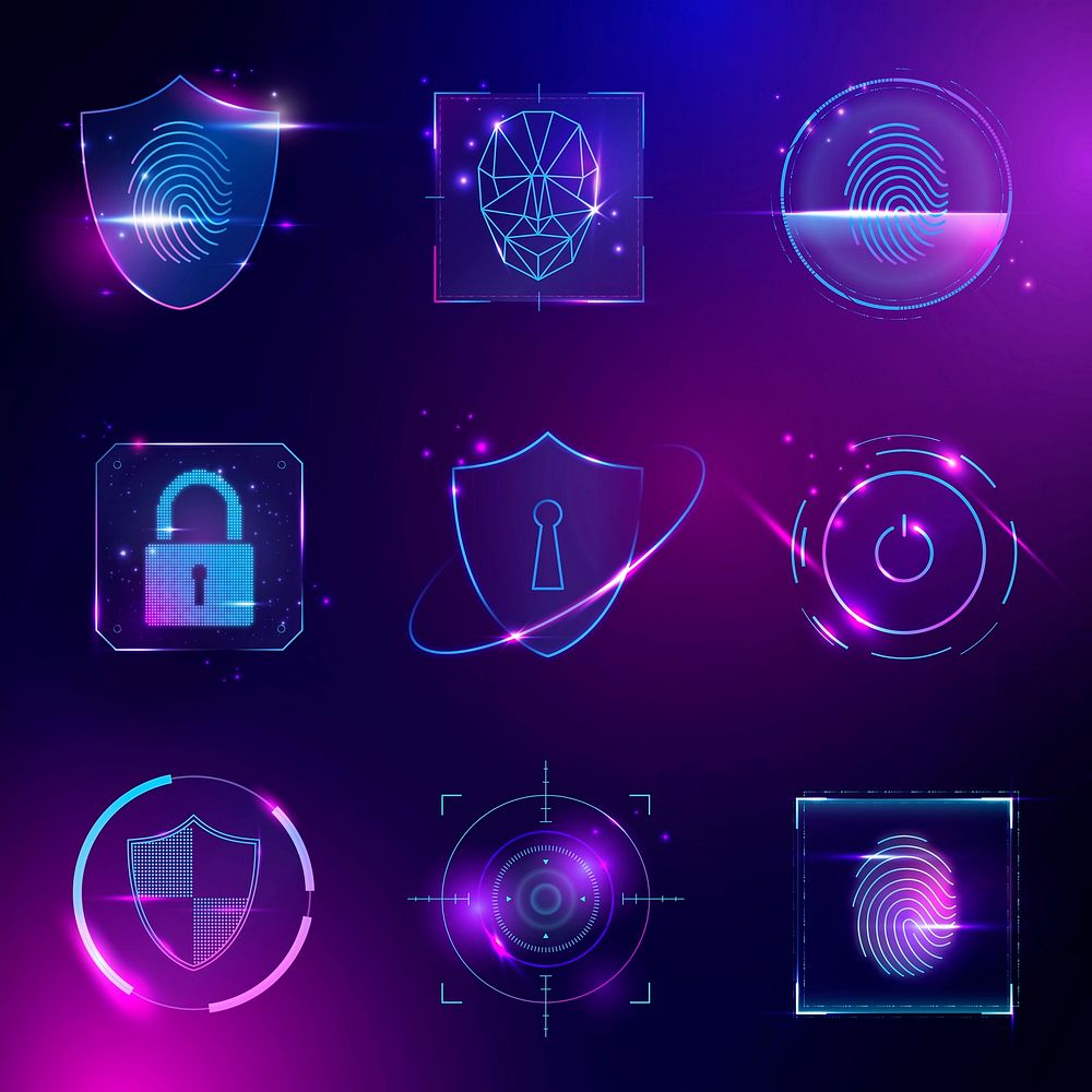 Cyber security technology vector set