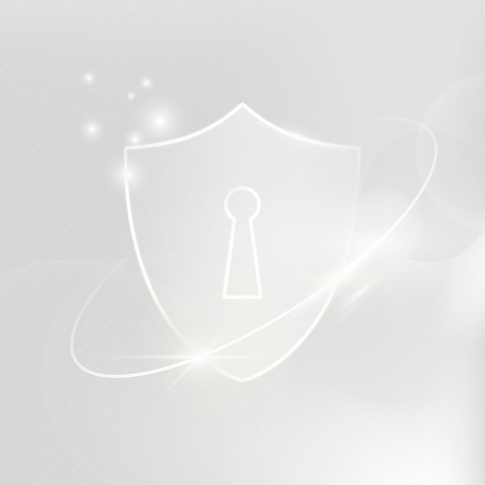 Lock shield psd cyber security technology in white tone