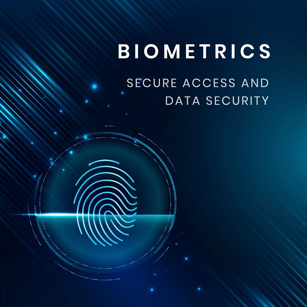 Biometrics security technology template vector with fingerprint scan