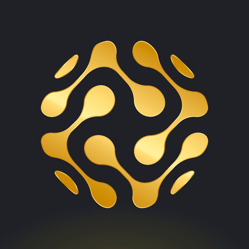 Abstract globe technology logo psd in gold tone