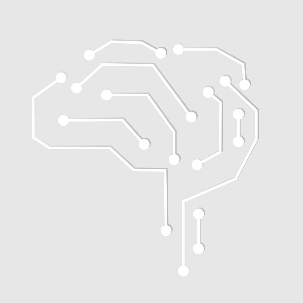 AI technology connection brain icon psd in white digital transformation concept