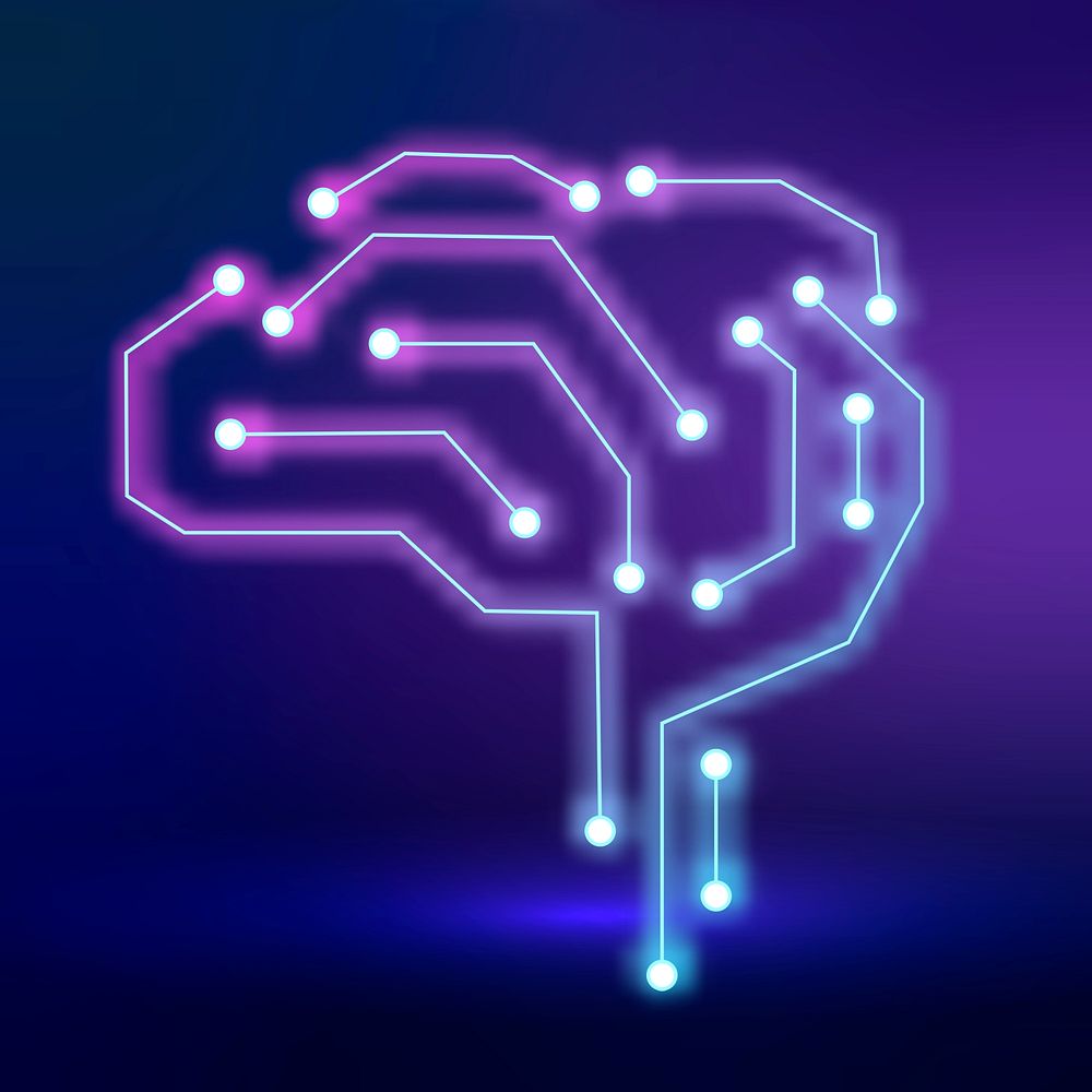 AI technology connection brain icon psd in purple digital transformation concept