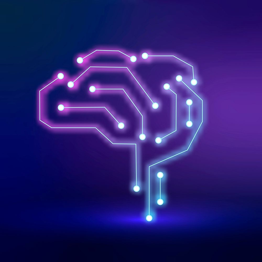 AI technology connection brain icon vector in purple digital transformation concept