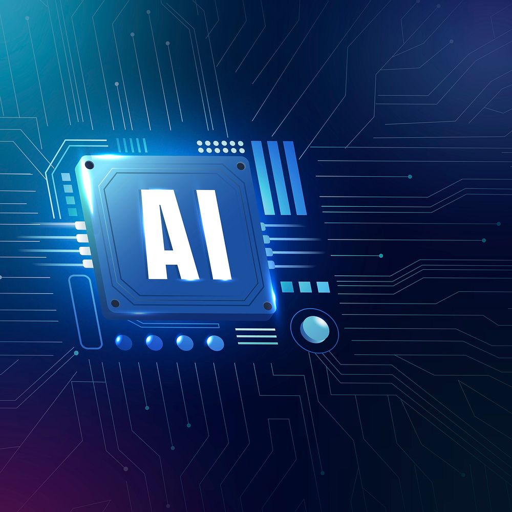 AI technology microchip background psd digital transformation concept