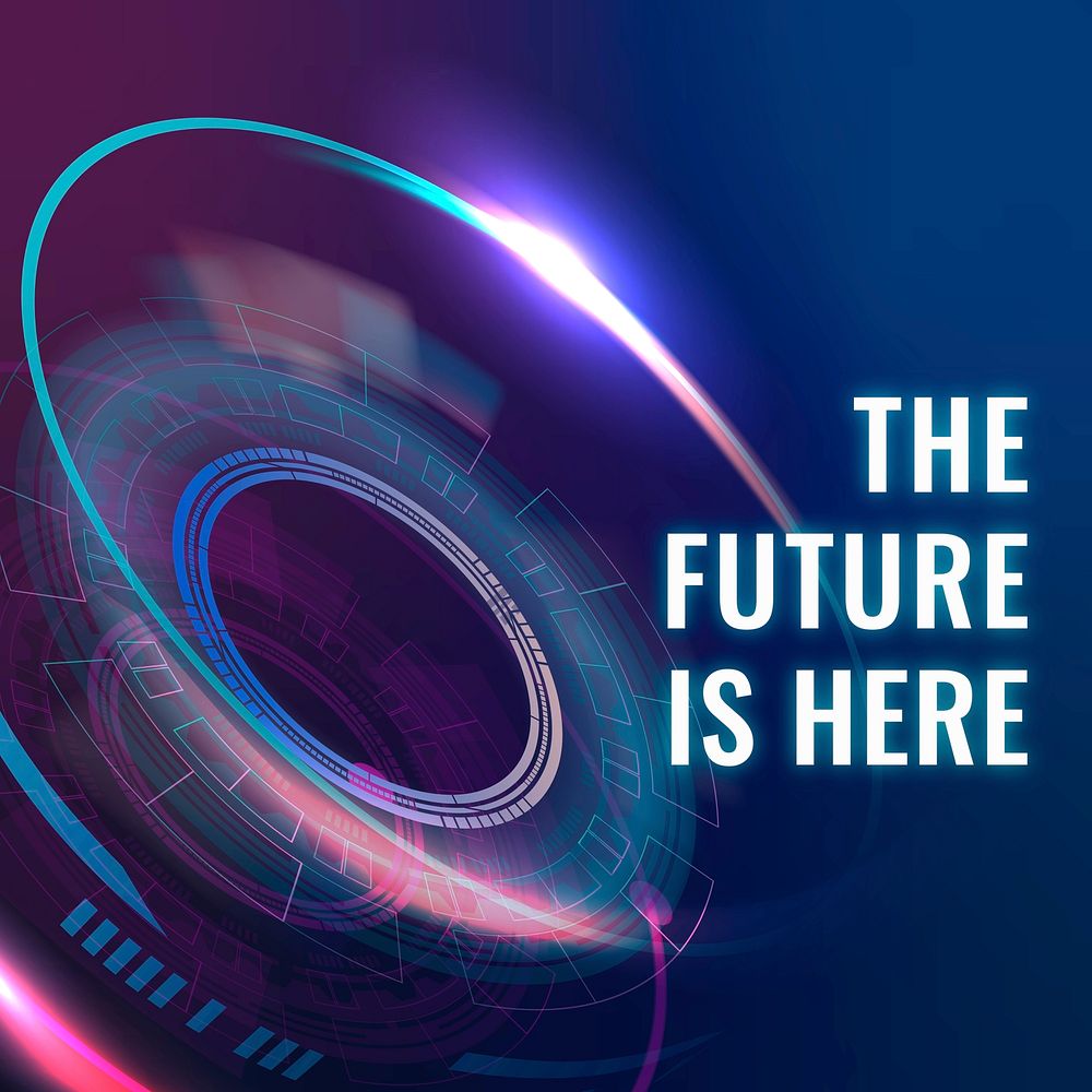 Future is here template vector AI technology social media post
