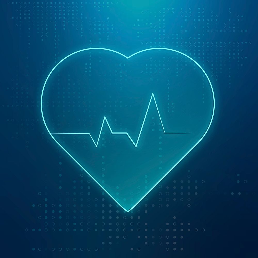 Blue heart pulse icon psd for healthcare technology