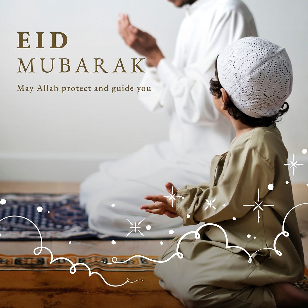 Eid Mubarak greeting template vector Ramadan social media post