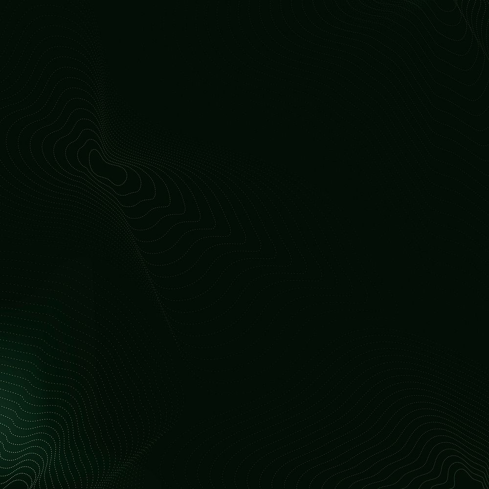 Black technology background psd with green futuristic waves