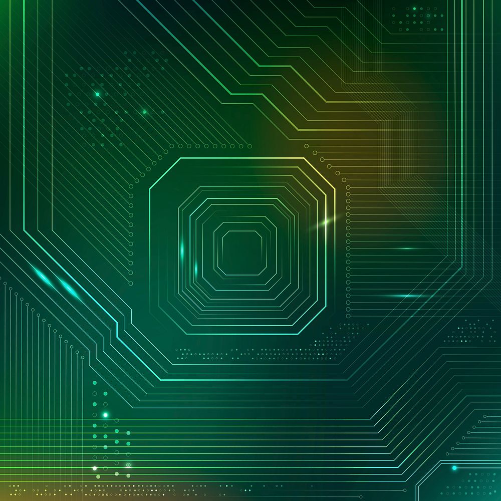 Green futuristic microchip background data digital transformation